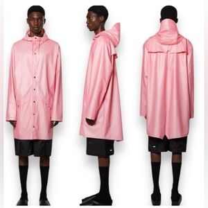 Rains Pink Hooded Long Raincoat/Rain Coat Jacket Raincoat